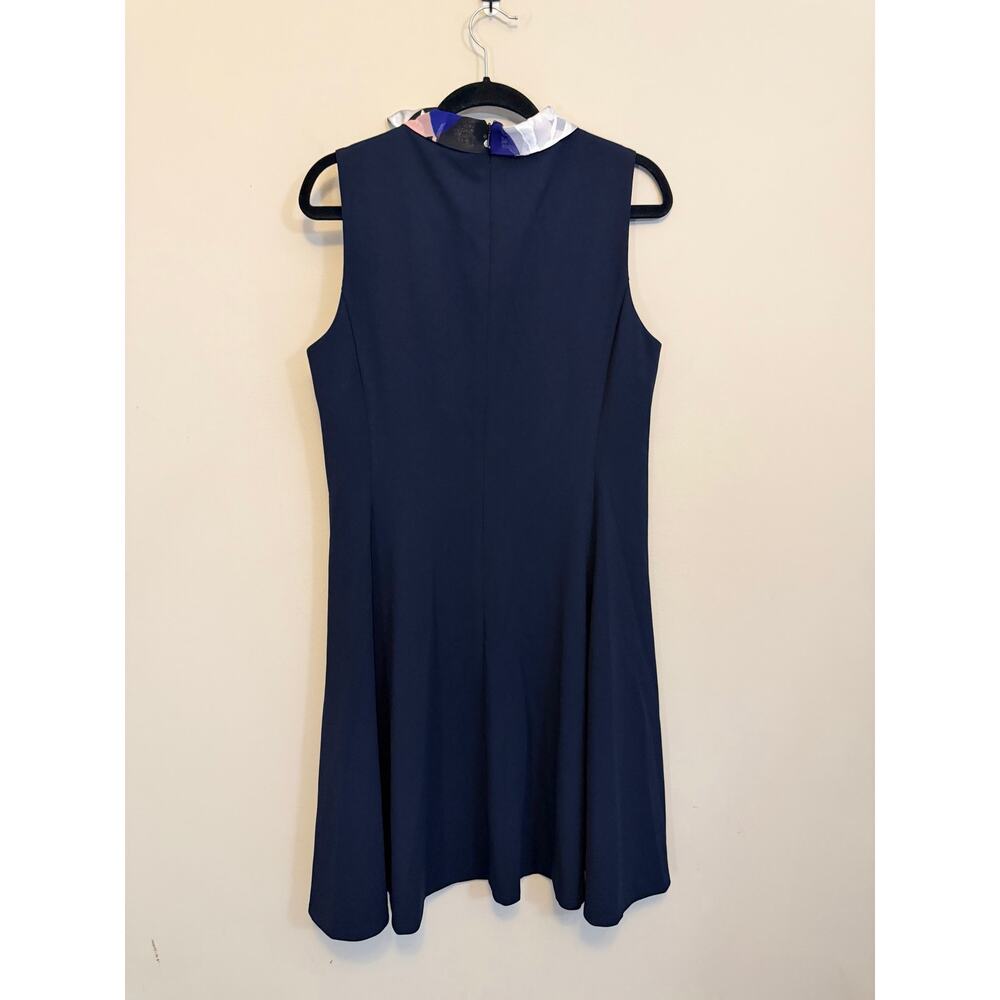 DKNY Shift Dress 14 Blue Scarf Sleeveless Party Career Sophisticated Office NWT - Picture 2 of 6